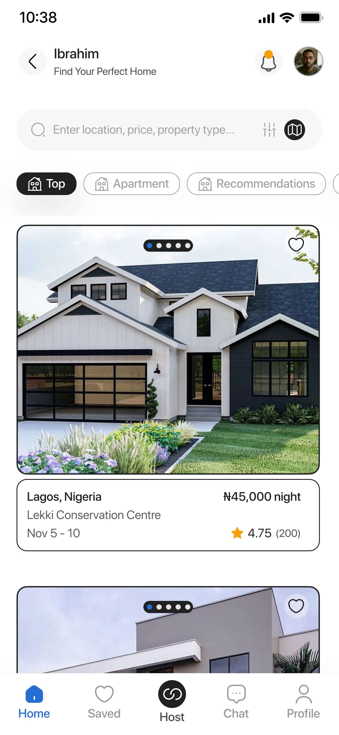 The Kushi app showing a property listing